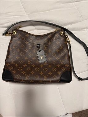 Louis Vuitton Monogram Canvas Shoulder Hobo with Black Trim